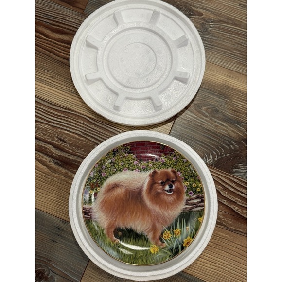 Pomeranian Plate  By Barbara Higgins Bond A Limited Edition"Springtime Delight" - Picture 1 of 3